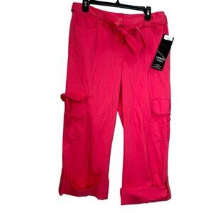 URBAN Haggar NEW Cargo Pants Stretch Extensible Pink Roll Up Leg Pockets Belt 10